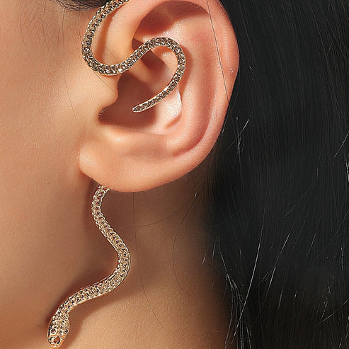 Snake-Shaped Zircon Ear Cuff – Non-Pierced Fashion Earrings for Women